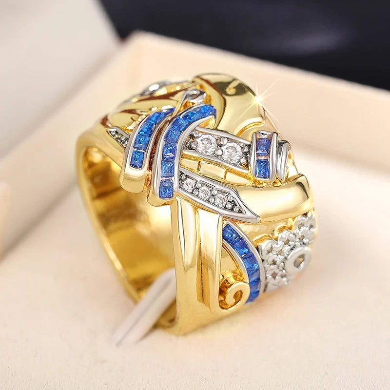 Vintage goldfarbener Ring mit Zirkonia 