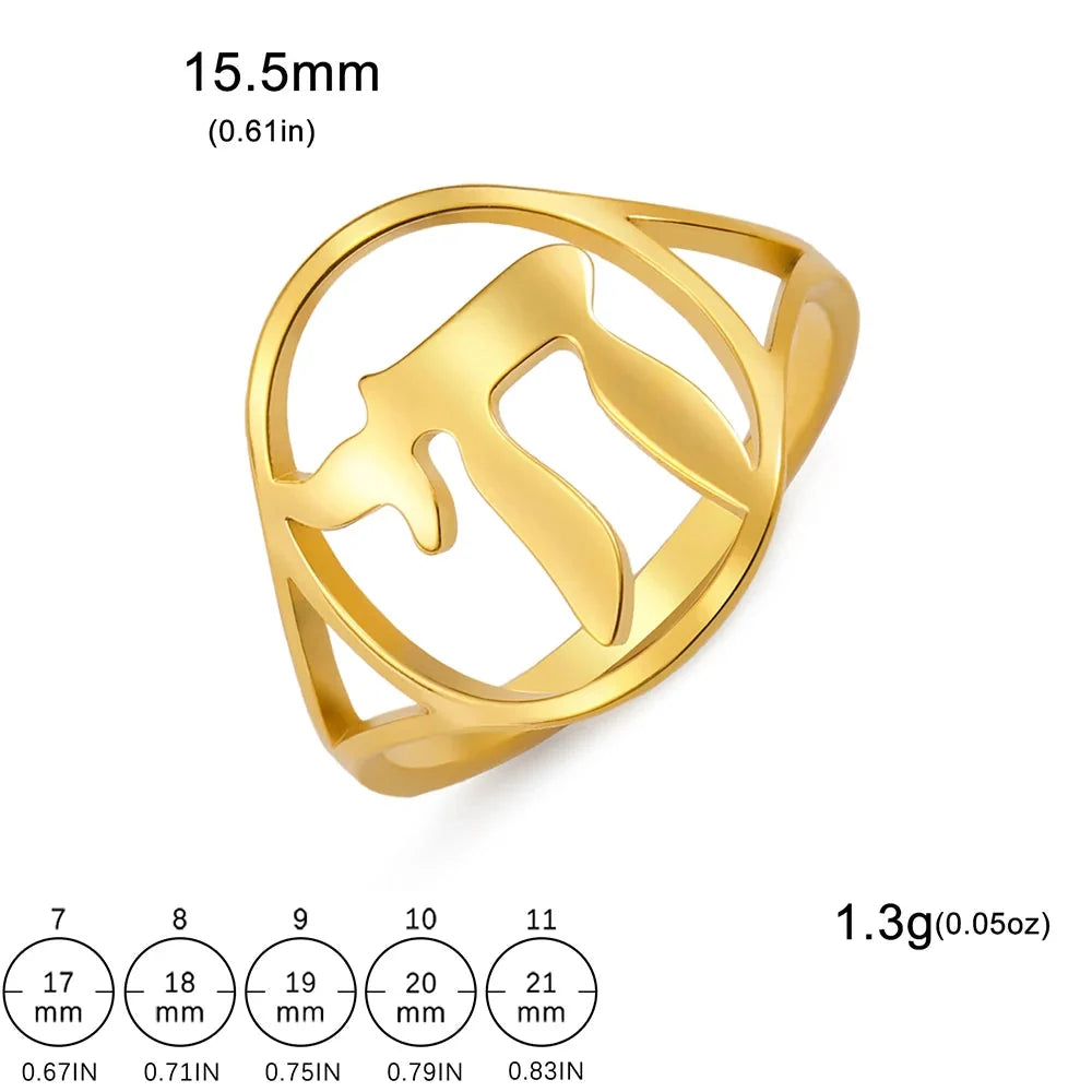 Hohle Ring mit dem jüdischen Lebenssymbol Chai