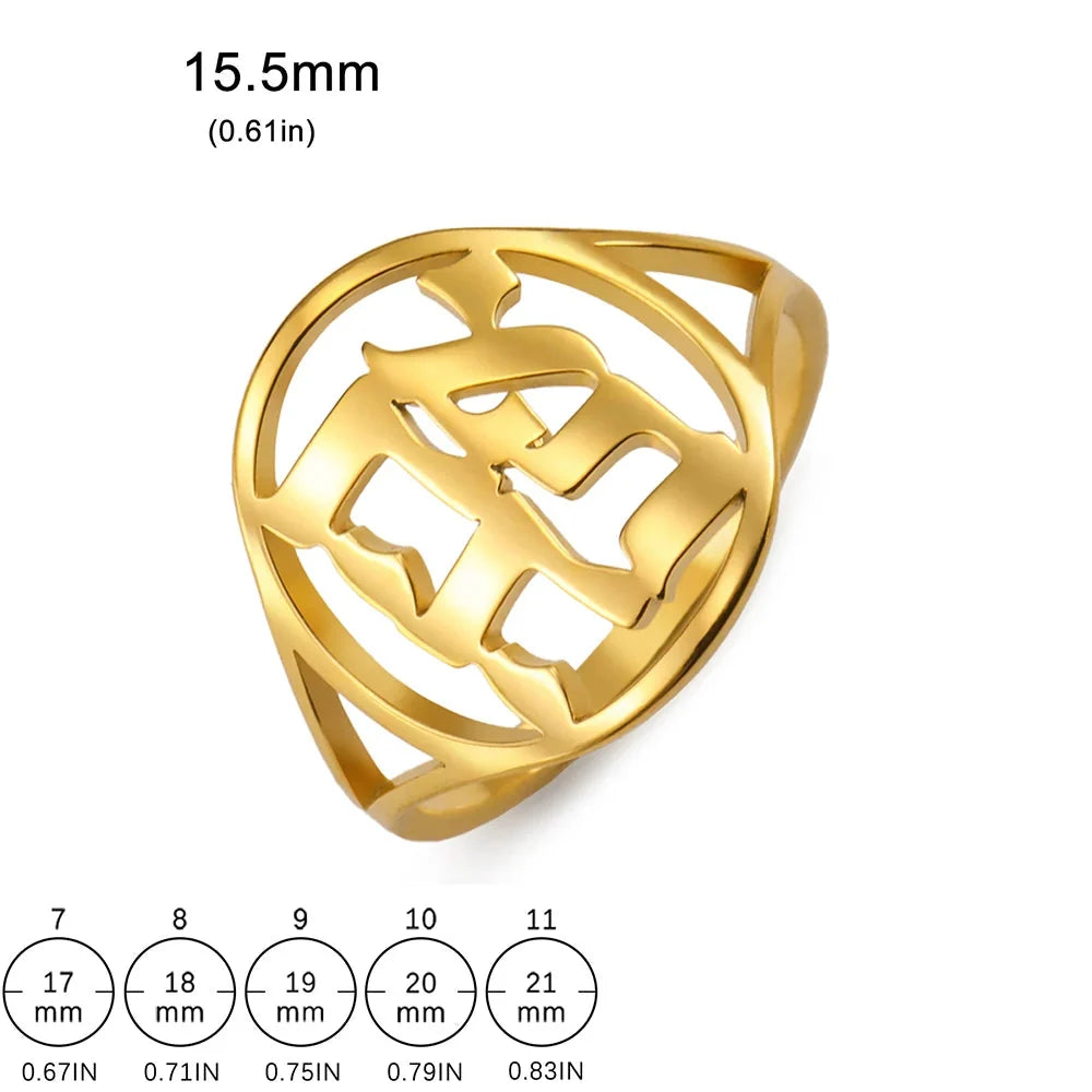 Hohle Ring für Herren oder Damen mit hebräischer jüdischer Gravur
