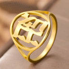 Hohle Ring für Herren oder Damen mit hebräischer jüdischer Gravur in Gold