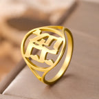 Hohle Ring für Herren oder Damen mit hebräischer jüdischer Gravur in Gold