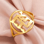 Hohle Ring für Herren oder Damen mit hebräischer jüdischer Gravur in Gold