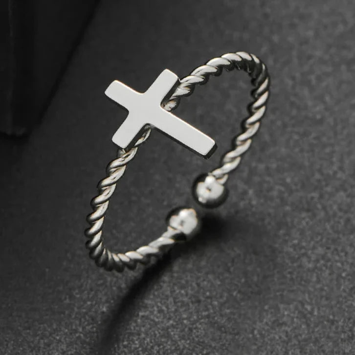 Ring Kreuz Verschlungener Ring Silber