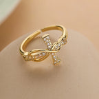 Ring Christliches Kreuz Zirkon Damen Gold