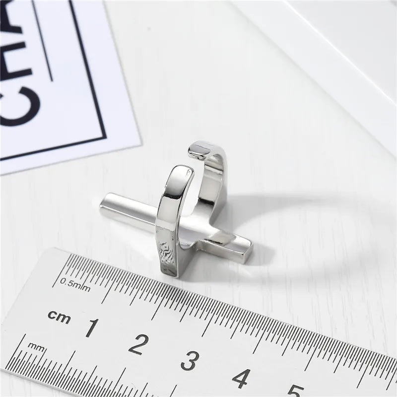 Schwarzer gotischer Kreuzring für Herren Christlich