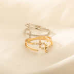 Damenring Kreuz Zirkon Christlich Damen 