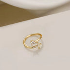 Kreuz- & Zirkonring für Damen 