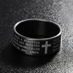 Schwarzer Gebetsring mit Schutzkreuz