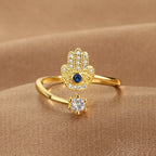 Schutzring für Damen mit arabischer Fatma-Hand in Gold
