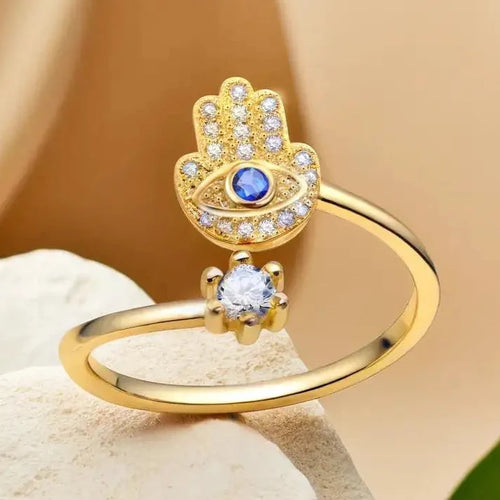 Schutzring für Damen mit arabischer Fatma-Hand in Gold
