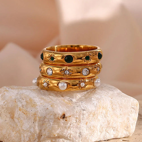 Stilvoller Ring mit Perlen und Zirkon 3