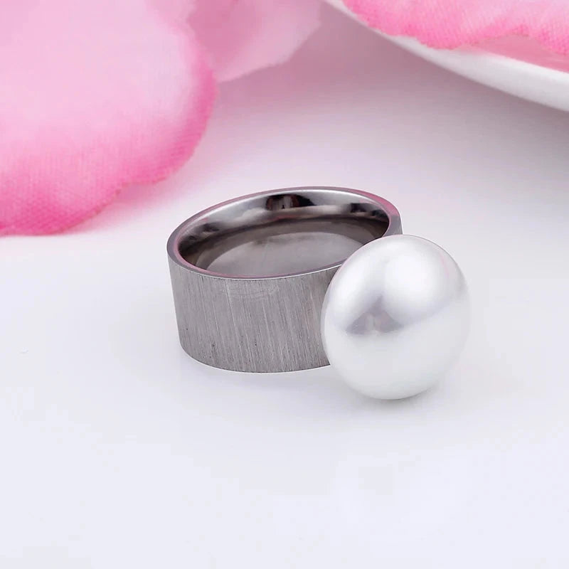 Retro-Stil Ring mit silberner weißer Perle