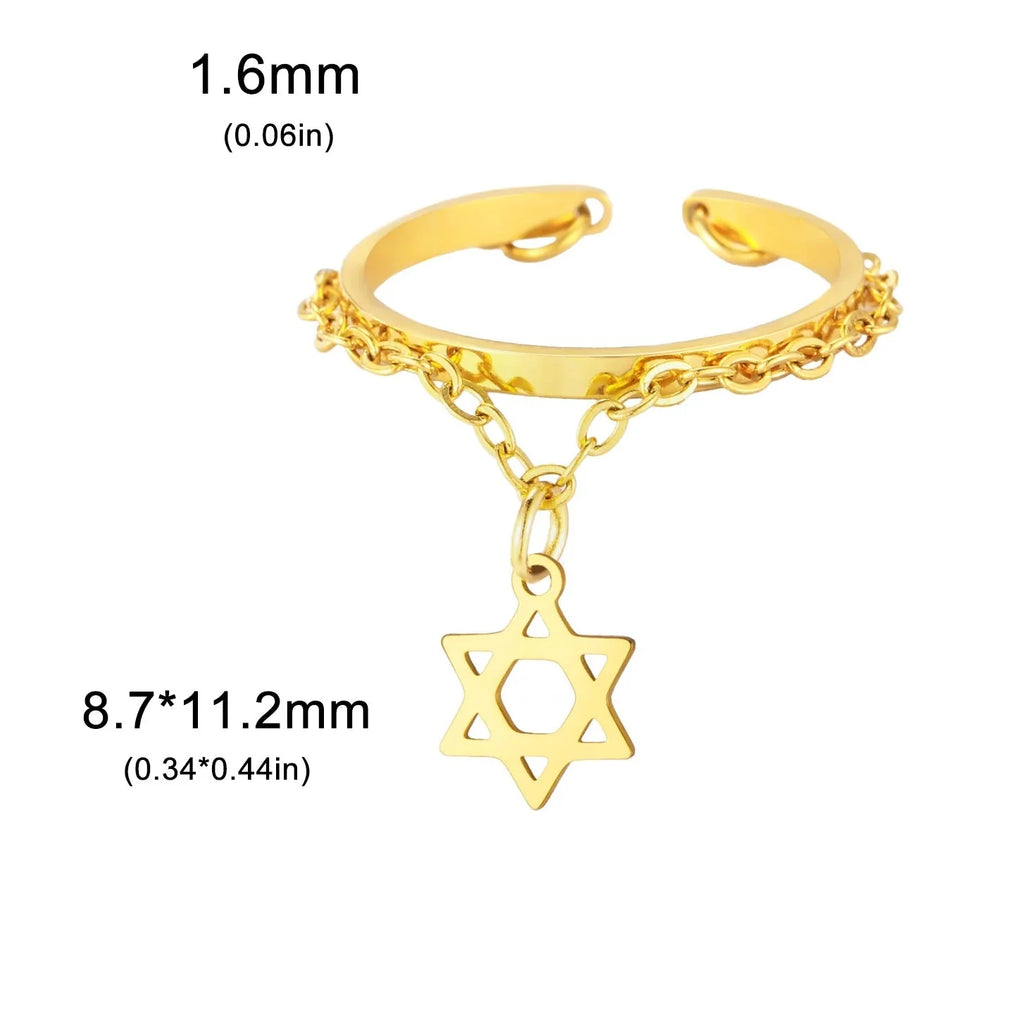 Design-Ring mit dem <span data-glossary-id="star_of_david">Davidstern</span>, jüdisches Symbol, Gold