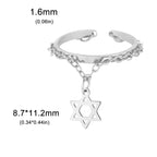 Design-Ring mit dem <span data-glossary-id="star_of_david">Davidstern</span>, jüdisches Symbol, Silber