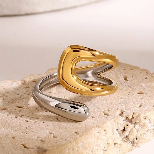 Gold- und Silberfarbener Ring Hohl Tropfenring
