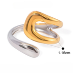 Gold- und Silberfarbener Ring Hohl Tropfenring