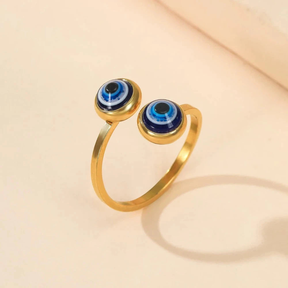 Eleganter türkischer Ring gegen den bösen Blick Gold