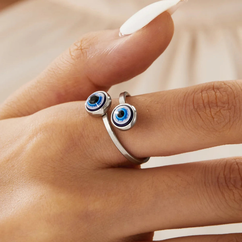 Eleganter türkischer Ring gegen den bösen Blick Silber