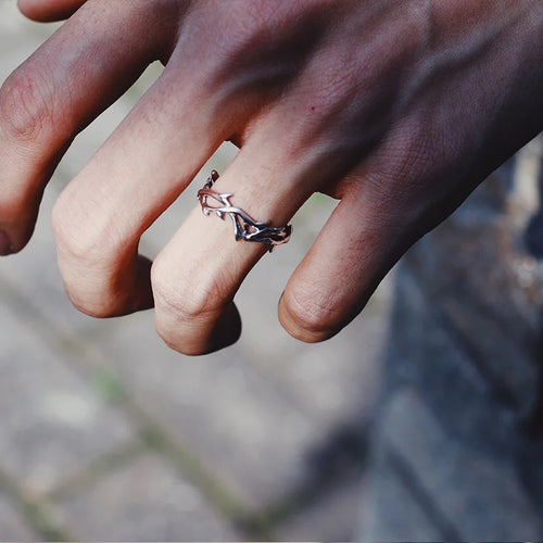 Ring aus versilberten Korallenästen