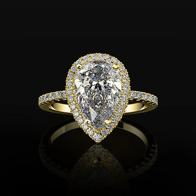 Wassertropfen-Zirkonring Gold