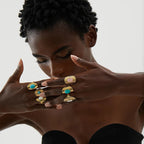 Ethnischer Ring mit natürlichem Stein 