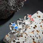 Offener Ring mit Zwillingssternen im Retro-Streetwear-Stil Rot