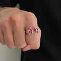 Offener Ring mit Zwillingssternen im Retro-Streetwear-Stil Rot