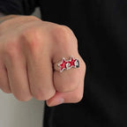Offener Ring mit Zwillingssternen im Retro-Streetwear-Stil Rot