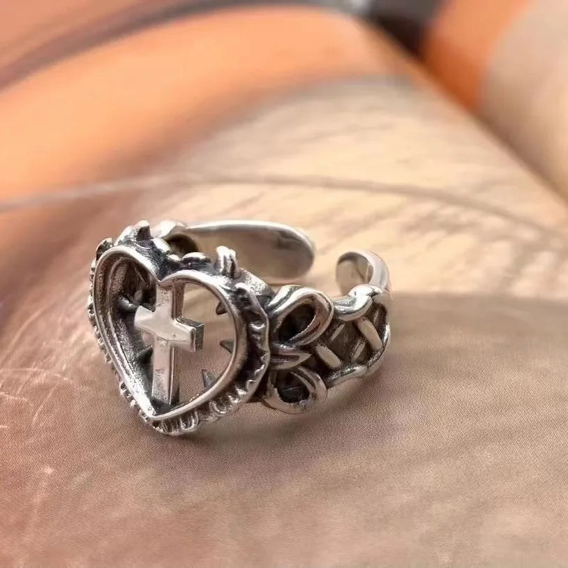 Damenring Christliches Kreuz Silber 