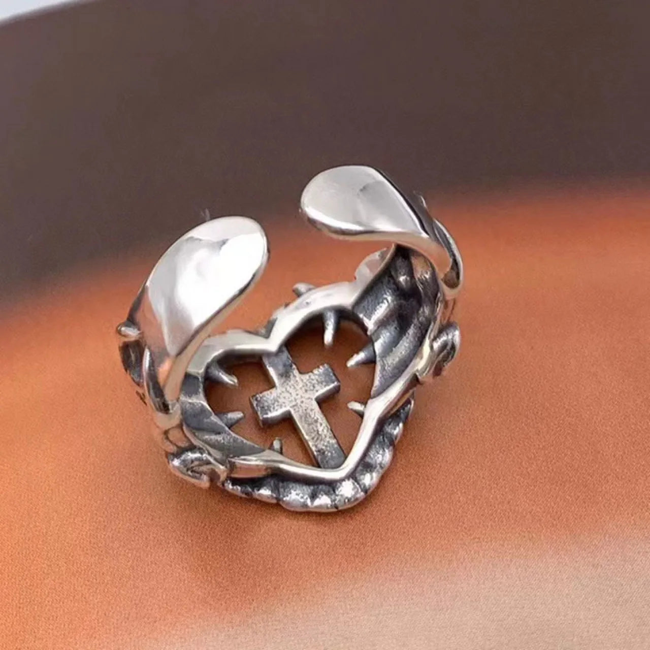 Damenring Christliches Kreuz Silber 