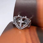 Damenring Christliches Kreuz Silber 