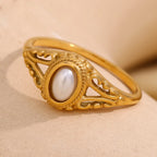 Vintage-Stil Damenring mit Perle