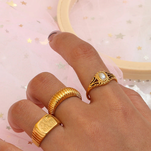 Vintage-Stil Damenring mit Perle