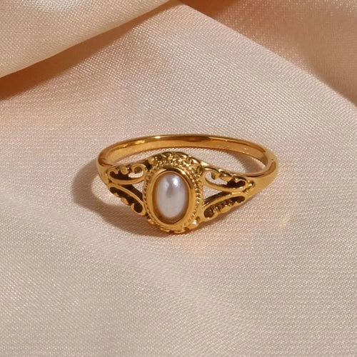 Vintage-Stil Damenring mit Perle