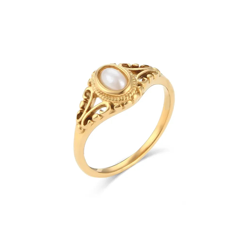 Vintage-Stil Damenring mit Perle
