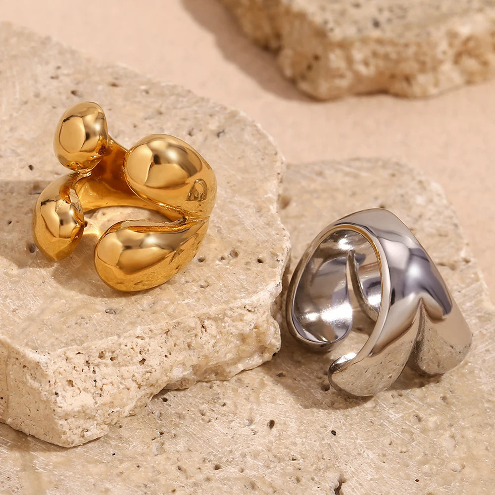 Origineller Ring Wassertropfen Gold