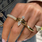 Feiner Ring mit Wassertropfen und Zirkonperle 1