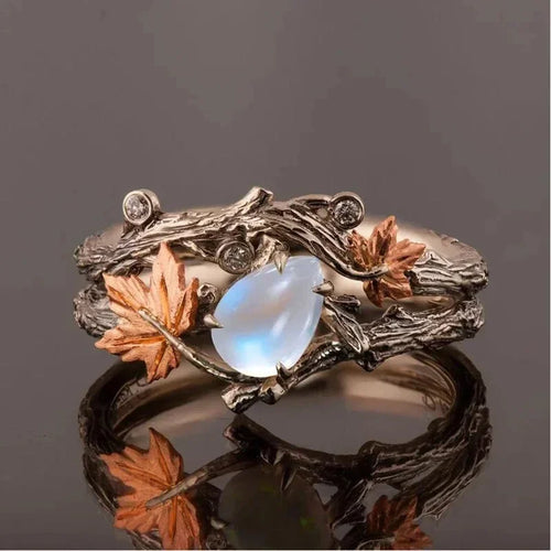 Herbstblatt-Ring mit Perle