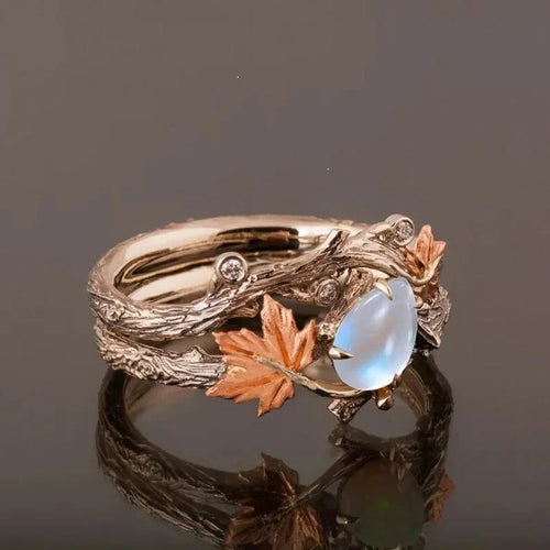 Herbstblatt-Ring mit Perle