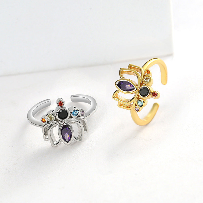 Lotusblumenring 7 Chakren für Damen 