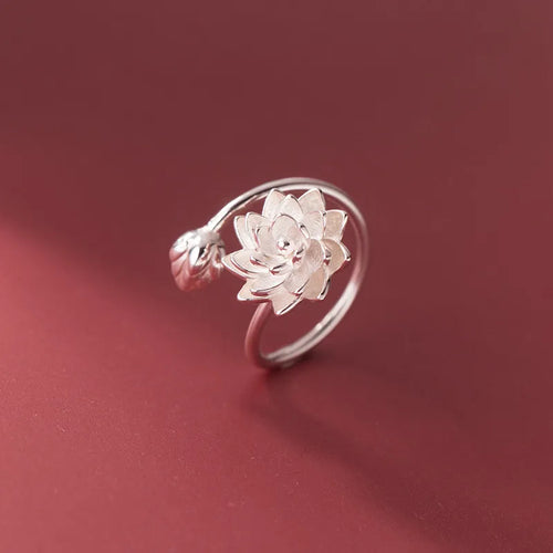 Weißer Lotusblumenring für Damen