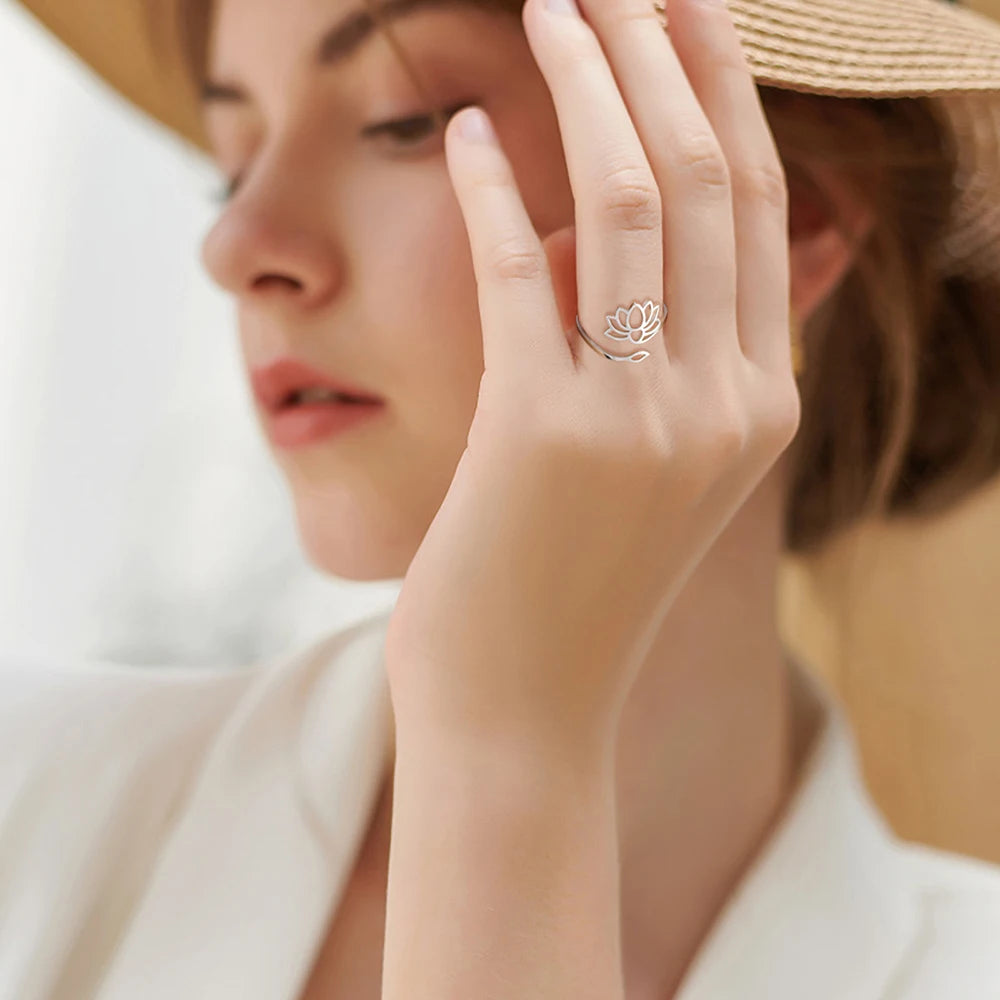 Lotusblume Damenring Silber