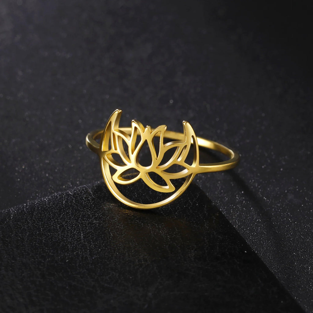 Zen Lotusblume Damenring Gold