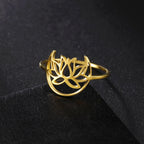 Zen Lotusblume Damenring Gold