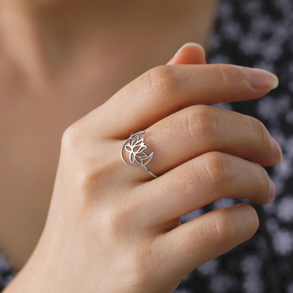 Zen Lotusblume Damenring Silber