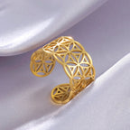 Frau Lebensblume Ring Mandala Gold
