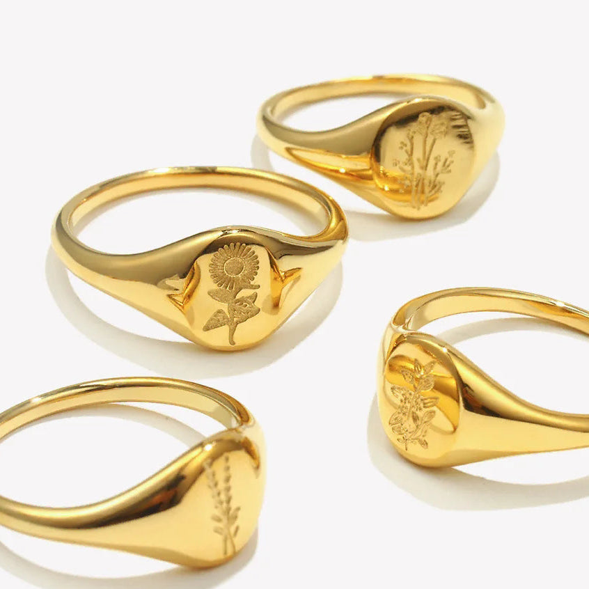 Gravierter Ring Wildblume