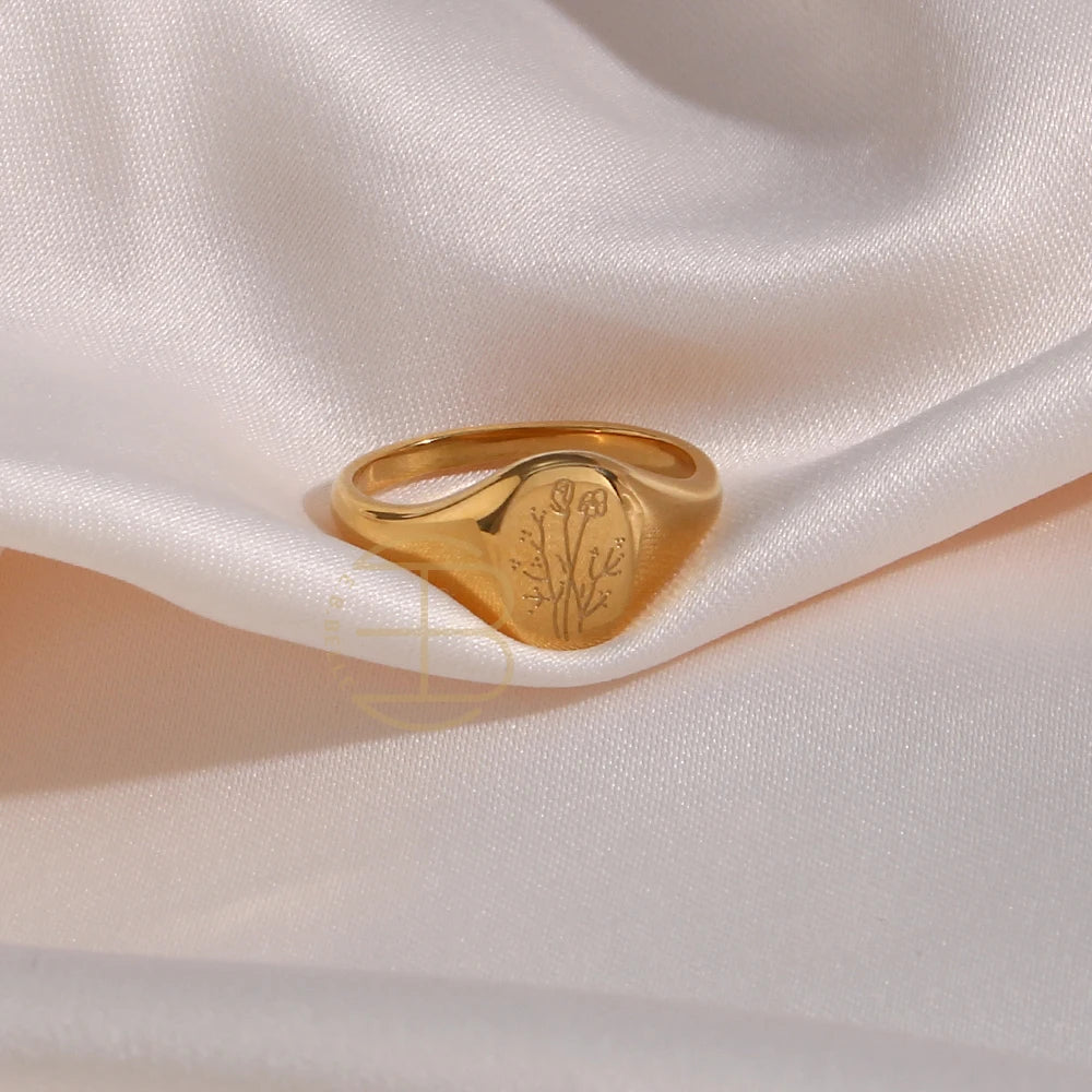 Gravierter Ring Wildblume Wildblume