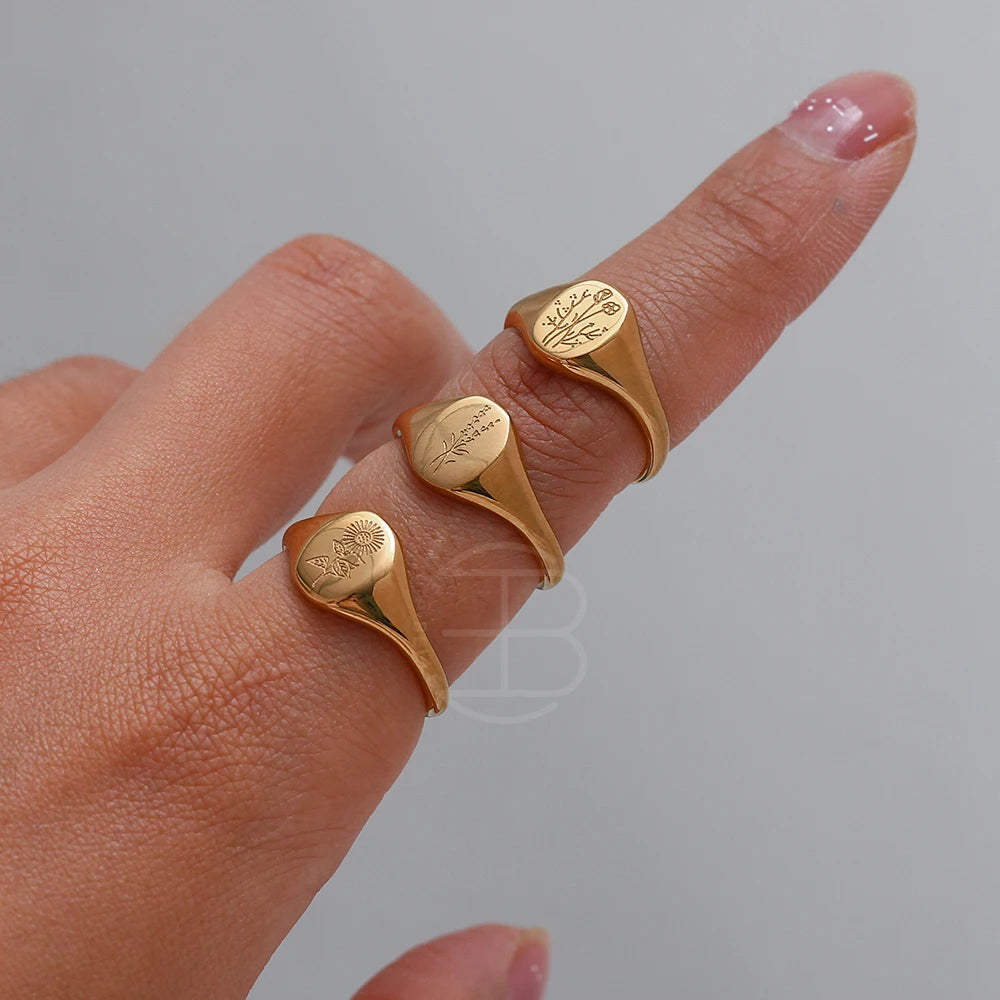 Gravierter Ring Wildblume