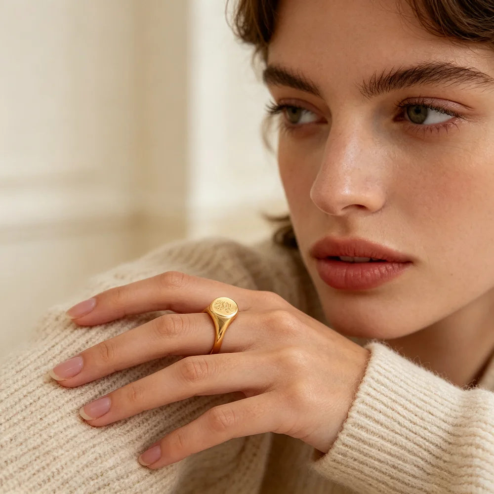 Gravierter Ring Wildblume
